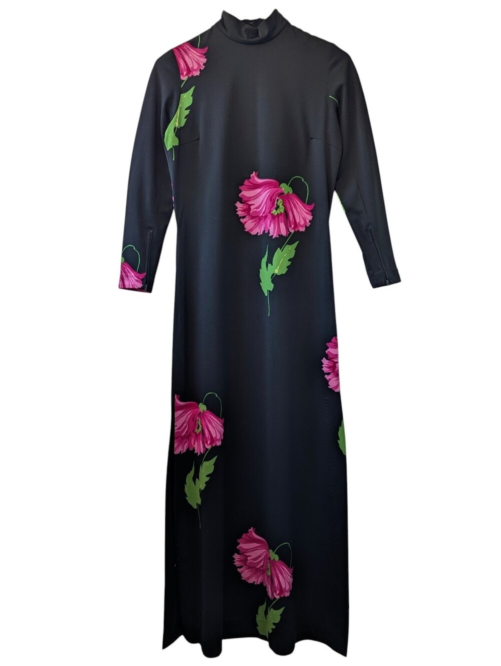 Vintage Floral Column Long Sleeve Maxi Dress